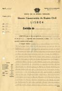 Certidão de Nascimento de António Mendes passada pela Quarta Conservatória do Registo Civil de Lisboa