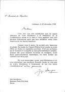 Carta do Presidente da República, Jorge Sampaio, endereçada a Ruth Dreyfuss [sic], felicitando-a pela sua eleição como nova Presidente da Confederação Suíça e reafirmando a sua intenção de visitar aquele país, na sequência de convite que lhe foi endereçado pelo Conselho Federal.