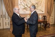 O Presidente da República Marcelo Rebelo de Sousa recebe, recebe, em audiência no Palácio de Belém, o Presidente do Parlamento da República Helénica, Nikolaos Voutsis, a 4 de junho de 2018
 
