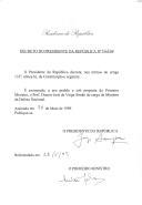 Decreto que exonera, a seu pedido e sob proposta do Primeiro Ministro, o Prof. Doutor José da Veiga Simão do cargo de Ministro da Defesa Nacional.