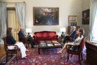 O Presidente da República Marcelo Rebelo de Sousa, recebe em audiência, no Palácio de Belém, o bastonário da Ordem dos Psicólogos Portugueses, Francisco Miranda Rodrigues e a vice-presidente da direção nacional da Ordem dos Psicólogos Portugueses, Sofia Ramalho, a 21 de setembro de 2020