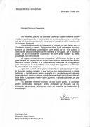 Carta do Presidente da Roménia, Ion Illiescu, dirigida ao Presidente da República Portuguesa, Mário Soares, agradecendo a atenção e a amizade manifestadas durante a sua curta visita a Portugal, assinalando "as conversações particularmente interessantes e afetuosas" tidas entre os dois na ocasião e convidando-o para uma visita à Roménia.