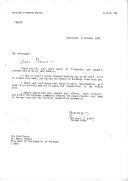 Carta do Ministro dos Negócios Estrangeiros de Israel, Shimon Peres, endereçada ao Presidente da República de Portugal, Mário Soares, agradecendo a sua calorosa mensagem de amizade e apoio [por ocasião do Acordo de Reconhecimento da OLP].