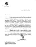 Carta do Presidente da República Bolivariana da Venezuela, Hugo Chávez Frías, dirigida ao Presidente da República de Portugal, Jorge Sampaio, felicitando-o pela sua reeleição e confirmando a sua visita a Portugal, esperando que ela seja "a oportunidade para definir ações para ampliar os laços da Venezuela com a União Europeia por mediação" do Governo português