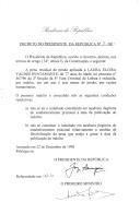 Decreto que reduz, por indulto, em um ano e seis meses, por razões humanitárias, a pena residual de prisão aplicada a Laura Alcira Valdés Bustamante, de 77 anos de idade, no processo nº 367/96 da 2ª Secção da 4ª Vara Criminal de Lisboa.