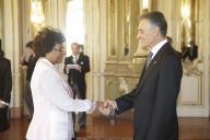 O Presidente da República, Aníbal Cavaco Silva, recebe os cumprimentos de Ano Novo do Corpo Diplomático acreditado em Portugal, proferindo uma intervenção, no Palácio de Queluz, a 11 de janeiro de 2012