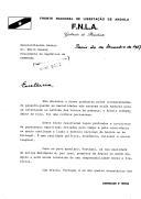 Carta de Holden A. Roberto, Presidente da FNLA - Frente Nacional de Libertação de Angola, dirigida ao Presidente da República de Portugal, Dr. Mário Soares, remetendo cartas endereçadas por si a José Eduardo dos Santos, Presidente do MPLA e da República Popular de Angola, e a Jonas Savimbi, Presidente da UNITA, pedindo-lhes "para por termo à guerra e estabelecer um diálogo tendo em vistas promover a reconcliação nacional".