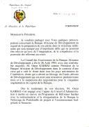 Carta do Presidente da República do Senegal, Abdou Diouf, dirigida ao Presidente da República Portuguesa, Jorge Sampaio, relativa ao Banco Africano de Desenvolvimento e aos desafios que se colocam à instituição na preparação para a entrada no novo Milénio e solicitando o apoio de Portugal ao nome de Omar Kabbaj na sua candidatura para um 2º mandato à frente dos destinos do BAD.