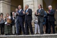 O Presidente da República Marcelo Rebelo de Sousa assiste, na Praça da Liberdade, em Almeida, à Recriação histórica de uma parada militar e à cerimónia de arriar de bandeiras com a execução do Hino Nacional”, a 26 de agosto de 2017