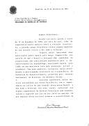 Carta de José Sarney, Presidente da República Federativa do Brasil, dirigida ao Presidente da República de Portugal, Doutor Mário Alberto Nobre Soares, acusando receção de carta do PR português sobre a sua recente visita a São Tomé e Príncipe e reconhecendo a importância do estabelecimento de ligações aéreas entre aquele país e o Brasil.