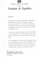 Carta do Presidente da República Popular de Angola, José Eduardo dos Santos, dirigida ao Presidente da República Portuguesa, Mário Soares, informando da deslocação a Portugal do Vice-Ministro das Relações Exteriores, Venâncio de Moura com a incumbência de reiterar o convite para o Presidente português efetuar uma visita oficial a Angola.