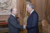 O Presidente da República Marcelo Rebelo de Sousa recebe em audiência o Diretor-Geral da Agência Internacional de Energia Atómica, o japonês Yukiya Amano, a quem atribuiu a Grã-Cruz da Ordem do Mérito, a 27 de abril de 2008

