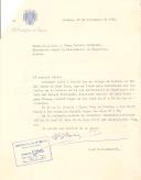 Carta dirigida pelo Embaixador de Espanha, José Ibañez-Martín, ao Secretário-Geral da Presidência da República, Luís d'Orey Pereira Coutinho, participando-lhe a data da próxima caçada, em Santa Cruz de Mudela.