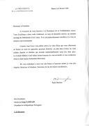 Carta da Presidente da Confederação Suíça, Ruth Dreifuss, agradecendo carta de felicitações que lhe foi endereçada pelo Presidente da República Portuguesa, Jorge Sampaio, por ocasião da sua eleição e manifestando a sua satisfação em receber o chefe de Estado português na visita de Estado já confirmada.