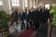 Visita de Estado ao Egito. O Presidente Marcelo Rebelo de Sousa encontrou-se com o Grande Imã da Mesquita de al-Azhar, Sheikh Ahmed Mohamed el-Tayeb, tendo depois dado uma conferência, seguida de debate, na Universidade de al-Azhar no Cairo, Egito, a 12 de abril de 2008
