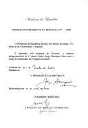 Decreto que nomeia, sob proposta do Governo, o ministro plenipotenciário de 1ª. Classe, Eurico Jorge Henriques Paes, para o cargo de embaixador em Harare (Zimbabue)