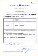 Proposta de condecoração, assinada pelo Presidente do Conselho e Ministro da Defesa, António de Oliveira Salazar, com o Grau de Comendador da Ordem Militar da Torre e Espada, de Valor, Lealdade e Mérito, atribuída ao General Venâncio Augusto Deslandes.