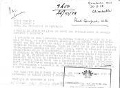 Telex remetido da parte do Sindicato Livre do Norte dos Trabalhadores de Armazém, dirigido ao Presidente da República, denunciando a gravíssima situação da Real Companhia Velha/ Real Vinícola "originada pela desintervenção que não só pões em risco a sobrevivência da companhia como também os postos de trabalho" e a atuação repressiva da Administração.