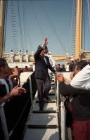 Deslocação do Presidente da República, Jorge Sampaio, à Torre de Belém, onde assiste à Parada Naval da Regata Vasco da Gama, a 3 de agosto de 1998