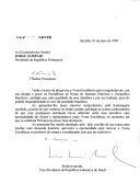 Carta n.º 017/AD/VPR de Marco Maciel, Vice-Presidente da República Federativa do Brasil, dirigida ao Presidente da República Portuguesa, congratulando-se pela eleição e posse de Jorge Sampaio para a presidência de Honra do Instituto Histórico e Geográfico Brasileiro, "no momento em que se celebram 500 anos" do Descobrimento do Brasil.