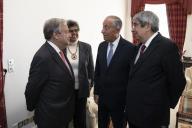 O Presidente da República Marcelo Rebelo de Sousa assiste à cerimónia de entrega do Prémio “José Aparecido de Oliveira” da Comunidade dos Países de Língua Portuguesa (CPLP) ao Secretário-Geral da Organização das Nações Unidas, António Guterres, em Lisboa, a 5 de novembro de 2018  