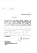 Carta do Presidente da República, Jorge Sampaio, dirigida ao Presidente da República da Turquia, Süleyman Demirel, saudando-o no final do seu mandato como chefe do Estado Turco, em especial na ação por ele desenvolvida "em prol da consolidação dos valores secularistas (...) na firme determinação em fazer vingar a vocação europeia da Turquia e em reforçar a sua afirmação como parceiro aliado".