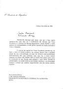 Carta do Presidente da República, Jorge Sampaio, dirigida ao Presidente da República Federal da Alemanha, Doutor Roman Herzog, agradecendo "o acolhimento tão caloroso" que lhe foi dispensado, à sua mulher e à comitiva portuguesa por ocasião da visita à Alemanha e referindo a oportunidade que lhe foi dada de "visitar locais e projectos do maior interesse", referindo, em particular, o caso da Turíngia.