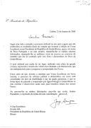 Carta do Presidente da República, Jorge Sampaio, endereçada ao Presidente da República da Guiné-Bissau, Kumba Ialá, felicitando-o pela sua eleição e "desejando-lhe os melhores votos de sucesso no exercício do mandato que lhe foi confiado pelo voto livre e democrático do Povo da Guiné-Bissau".