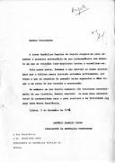 Carta do Presidente da República, António Ramalho Eanes, dirigida ao Dr. Agostinho Neto, Presidente da República Popular de Angola, por ocasião da celebração do primeiro aniversário da independência de Angola, exprimindo os "mais sinceros votos de prosperidade para o povo angolano" e afirmando a sua vontade para que prossiga o diálogo entre as duas nações "por forma a que as sequelas do passado sejam superadas e dêem lugar a um clima de boa vontade e cooperação".