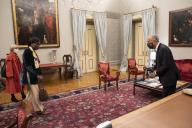 O Presidente da República Marcelo Rebelo de Sousa recebe, em audiência no Palácio de Belém, a Ministra da Justiça, Francisca Van Dunem, e a Ministra da Saúde, Marta Temido, com as quais reuniu sobre a situação pandémica nos estabelecimentos prisionais, a 23 de novembro de 2020