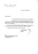 Carta do Senador italiano, Francesco Cossiga, dirigida ao Presidente da República, Jorge Sampaio, saudando-o por ocasião da sua estadia em Lisboa para visitar a EXPO 98, relembrando o encontro havido entre os dois quando o Presidente da República à época, Mário Soares, o apresentou ao Presidente da Câmara de Lisboa, de então.