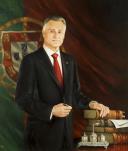 Fotografia do retrato oficial do Retrato oficial do Presidente da República, Aníbal Cavaco Silva, da autoria do pintor Carlos Barahona Possollo, a 4 de março de 2016