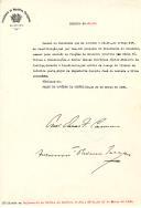 Decreto de nomeação do Doutor Manuel Rodrigues Júnior, Ministro da Justiça, para ocupar interinamente a pasta das Obras Públicas e Comunicações durante o impedimento, por motivos de doença, do Ministro Joaquim José de Andrade e Silva Abranches. 