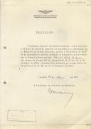 Despacho, assinado pelo Presidente do Conselho de Ministros, Marcelo Caetano, relativo à promoção, pelo CSDN, a Brigadeiro piloto-aviador, do Coronel piloto-aviador Marcial Estrela Rodrigues