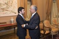 O Presidente da República Marcelo Rebelo de Sousa recebe, em audiência no Palácio de Belém, uma delegação dos novos órgãos nacionais da Juventude Popular (JP) liderada pelo Presidente da Comissão Política Nacional da JP, Francisco Rodrigues dos Santos, reeleito no 23.º Congresso, a 21 de junho de 2018