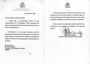 Carta do Presidente da República da Gâmbia, Yahya A. J. J. Jammeh, endereçada ao Presidente da República de Portugal, Dr. Jorge Sampaio, acusando a receção de carta de 4 de setembro de 1999 relativa ao resultado do referendo em Timor-Leste e assegurando que o seu governo continuará a apoiar as questões relacionadas com a defesa da "justiça, direitos humanos e respeito pela vontade popular em todo o mundo, e do povo timorense, em particular"