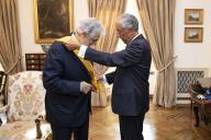 O Presidente da República Marcelo Rebelo de Sousa condecora o grande tenor e maestro espanhol Plácido Domingo, com a Grã-Cruz da Ordem da Instrução Pública, 31 de agosto de 2018 