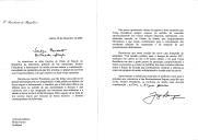 Carta do Presidente da República, Jorge Sampaio, dirigida ao Presidente da República da Eslovénia, Milan Kucan, por ocasião do momento em que o chefe de Estado esloveno abandona as suas funções, manifestando "sincera estima e consideração" e a "grande admiração pela sua integridade e visão política" que definiu para o seu país, "no sentido da aproximação à Europa".