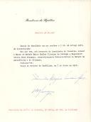 Decreto de nomeação do Major Kaúlza Oliveira de Arriaga e do Eng.º Carlos Krus Abecasis, respetivamente, para os cargos de Subsecretários de Estado da Aeronáutica e do Ultramar.