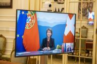 O Presidente da República Marcelo Rebelo de Sousa reúne, por videoconferência a partir do Palácio de Belém, com a Presidente da Confederação Suíça, Simonetta Sommaruga, a 16 de novembro de 2020