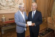 O Presidente da República, Marcelo Rebelo de Sousa, recebe, em audiência no Palácio de Belém, o cantor João Gil, a 7 de junho de 2017