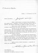 Carta do Presidente da República, António Ramalho Eanes, dirigida ao Presidente da República Popular de Angola, Dr. Agostinho Neto, informando ter concedido o "agreement" ao Embaixador Adriano João Sebastião, na qualidade de primeiro Embaixador da RPA em Lisboa, "com a firme esperança de que assim se dá mais um passo na aproximação" dos dois países.