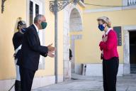O Presidente da República Marcelo Rebelo de Sousa, recebe, no Palácio da Cidadela em Cascais, a Presidente da Comissão Europeia, Ursula von der Leyen, convidada para participar na reunião do Conselho de Estado, a 29 de setembro de 2020