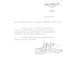Carta do Presidente do Comité Executivo da Organização para a Libertação da Palestina e Comandante em Chefe das Forças Armadas da Revolução Palestiniana, Yasser Arafat, dirigida ao Presidente da República, Francisco da Costa Gomes, saudando "todas as forças patrióticas, democráticas e progressistas de Portugal" e o povo português.