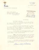 Carta dirigida ao Presidente da República, Américo Tomás, por Manuel José Patrício, proprietário de um restaurante típico português em Madrid, saudando-o e convidando-o para ir ao seu estabelecimento "Fado", por ocasião da visita a Espanha.