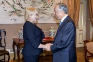 O Presidente da República Marcelo Rebelo de Sousa recebe, em audiência, no Palácio de Belém a primeira-ministra da Roménia, Vasilica Viorica Dancila, a 7 de junho de 2018.