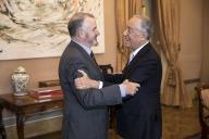 O Presidente da República Marcelo Rebelo de Sousa, recebe, em audiência no Palácio de Belém, Trevor Mallard, Presidente da Câmara dos Representantes da Nova Zelândia, acompanhado pela Embaixadora da Nova Zelândia para Portugal, Jane Coombs, e quatro Deputados neozelandeses, a 19 de abril de 2008

