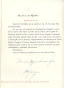 Decreto de exoneração, a pedido, dos Doutor João Pinto da Costa Leite, Doutor Artur Águedo de Oliveira, Capitão de Mar e Guerra Manuel Maria Sarmento Rodrigues, Doutor Fernando Andrade Pires de Lima e Dr. José Soares da Fonseca, respetivamente, dos cargos de Ministros da Presidência, Finanças, Ultramar, Educação Nacional e Corporações e Previdência Social. 