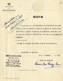 Guia de marcha passada pelo Ministério da Marinha ao Capitão de Fragata Sebastião Neves da Silva Monteiro para assumir o cargo de  Ajudante de Campo do Presidente da República. 