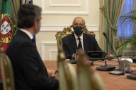 O Presidente da República Marcelo Rebelo de Sousa, recebe, em audiência no Palácio de Belém, uma delegação do Partido Socialista (PS). Presentes Ana Catarina Mendes, líder do grupo parlamentar do PS, e José Luís Carneiro, secretário-geral adjunto do partido, a 2 de novembro de 2020